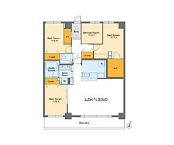 サンヴェール横濱野毛山公園 3SLDKの間取図画像