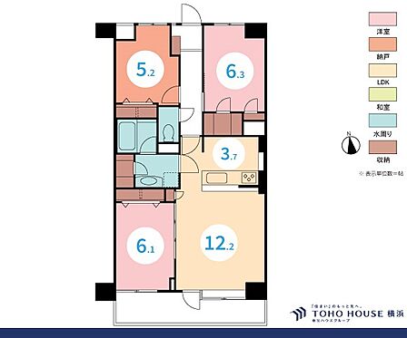 2LDK+S（納戸）、専有面積74.75m2、バルコニー面積9.1m2