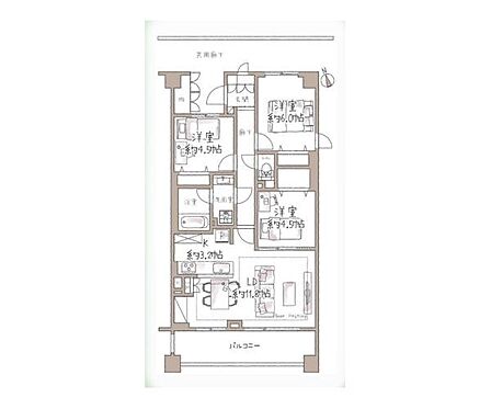 3LDK 専有面積68.82m2