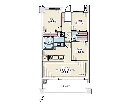 3LDK 専有面積75.71m2
