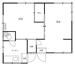 みどり荘 2Kの間取図画像