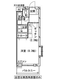 グランシャリオ2 1Kの間取図画像