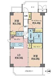 クレストコート北綾瀬2 2SLDKの間取図画像