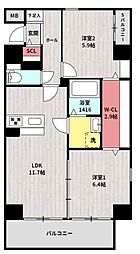 宮崎市松橋2丁目マンション 2LDKの間取図画像
