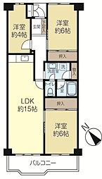 サンフラワーハイツ南港はなのまち住宅36号棟 3LDKの間取図画像