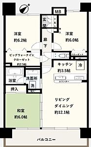 間取り：専有面積76.35平米　バルコニー面積11.50平米