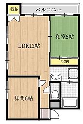 ナンシーコーポ大分 2LDKの間取図画像