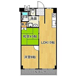 平野コーポ 2LDKの間取図画像