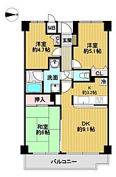 藤和ハイタウン平野駅前 3LDKの間取図画像