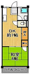 北代ビル 1DKの間取図画像