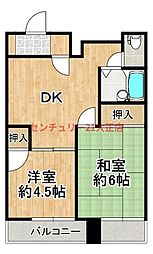 アメニティー千島 2DKの間取図画像