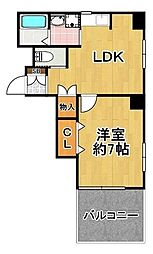 カダイ1号館 1LDKの間取図画像