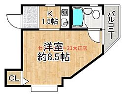 ハイツカイヨウ 1Kの間取図画像