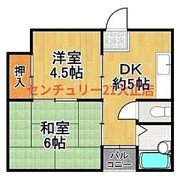 シティエステート小林 2DKの間取図画像