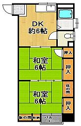 桧マンション 2DKの間取図画像