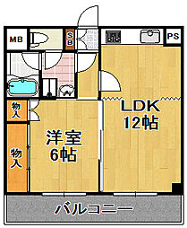 大正メゾン 1LDKの間取図画像