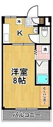 北恩加島住宅2棟 1Kの間取図画像