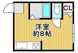 石川屋泉尾ビル ワンルームの間取図画像