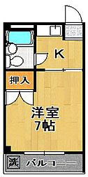 メゾンヒラオ 1Kの間取図画像