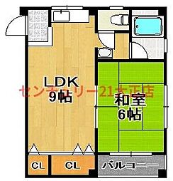 上林マンション 1LDKの間取図画像