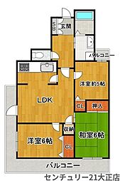 ライオンズマンション大正橋公園 3LDKの間取図画像