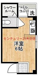 ポートワン 1Kの間取図画像