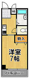 ファンテンテール 1Kの間取図画像