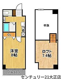 ハーバーハウス大阪 1Kの間取図画像