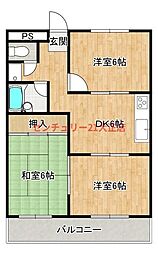 サンハイツ市岡 3DKの間取図画像