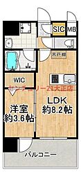 EC難波WEST-SIDE8エクシーナ 1LDKの間取図画像