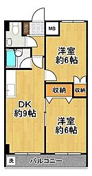 アメニティー千島 2DKの間取図画像