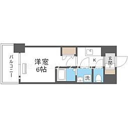 エスリード弁天町LUCENTE 1Kの間取図画像