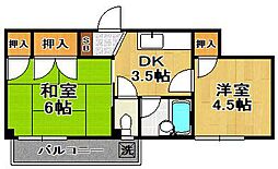 創建第一マンション 2Kの間取図画像
