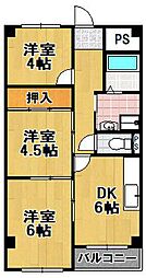 グランソシエ大正ミタカ第8ビル 3DKの間取図画像