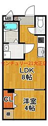 Veena弁天 1LDKの間取図画像