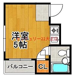 ソレイユ朝潮 ワンルームの間取図画像