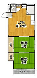 内野ビル 2LDKの間取図画像