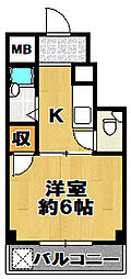 中善大正ハイツ 1Kの間取図画像