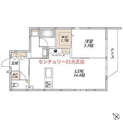 Le ciel Tiida 1LDKの間取図画像