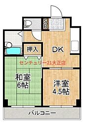 シャトー波除 2DKの間取図画像
