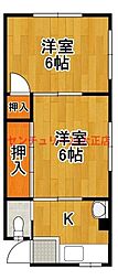 平尾パークハイツ 2Kの間取図画像
