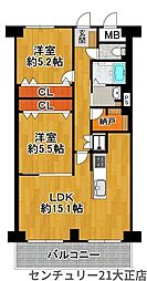 ファミリープラザ朝潮橋2号館 2SLDKの間取図画像