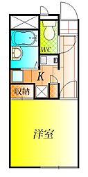 レオパレスヴァンベール2 1Kの間取図画像