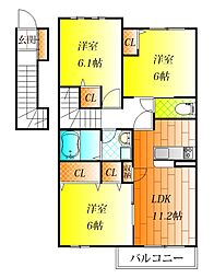 シャーメゾントワール 3LDKの間取図画像
