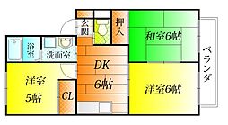 ヴィルヌーヴドガ 3DKの間取図画像