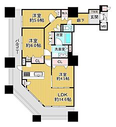 キングスクエアランドレックスC棟 3LDKの間取り