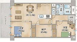 西道頓堀コーポ1号棟 3LDKの間取図画像