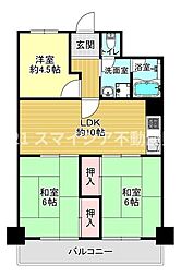 シャルム寝屋川 3LDKの間取図画像