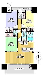 メゾンドールエクスト香里園 3LDKの間取図画像