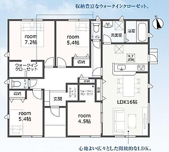 間取り:4LDK、平屋建て、駐車スペース3台! 間取り:4LDK、平屋建て、駐車スペース3台!
